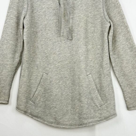 J Crew Cowlneck Sweatshirt Women’s Size L Drawstring Neck Gray pocket kangaroo - Picture 5 of 16